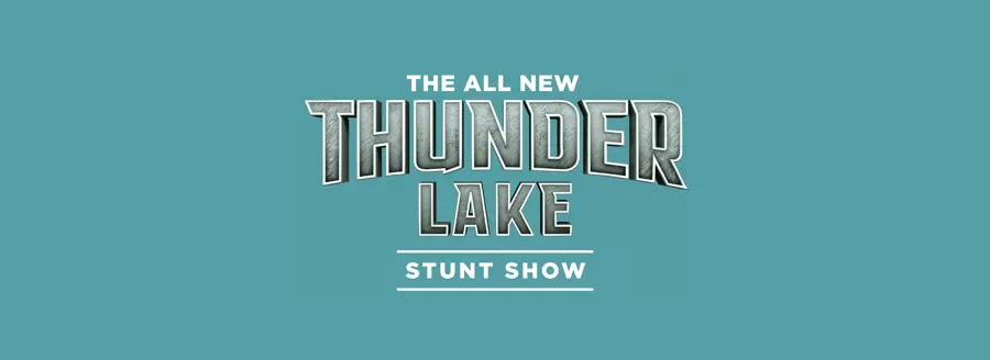 The Thunder Lake Stunt Show logo on teal