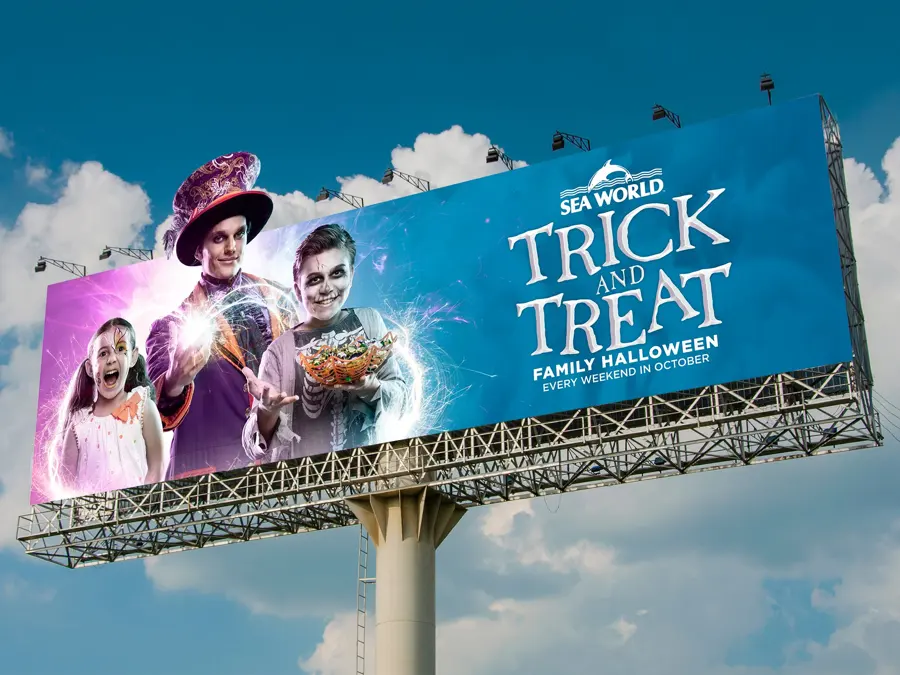 A Sea World Trick and Treat Halloween billboard