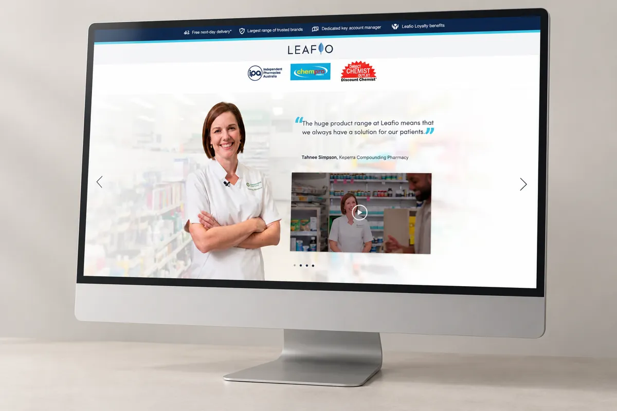 A Leafio microsite on a desktop screen