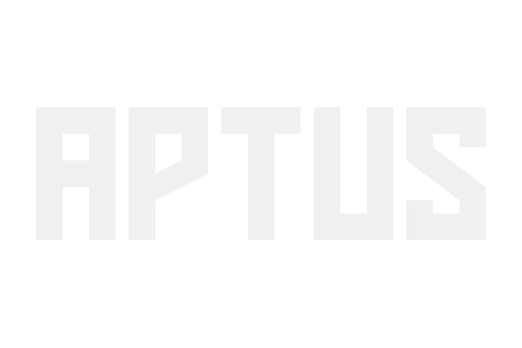 The new Aptus wordmark in heavy white block letters