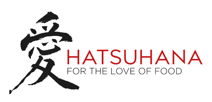 The Hatsuhana logo with a brushed Japanese character and the line For the love of food