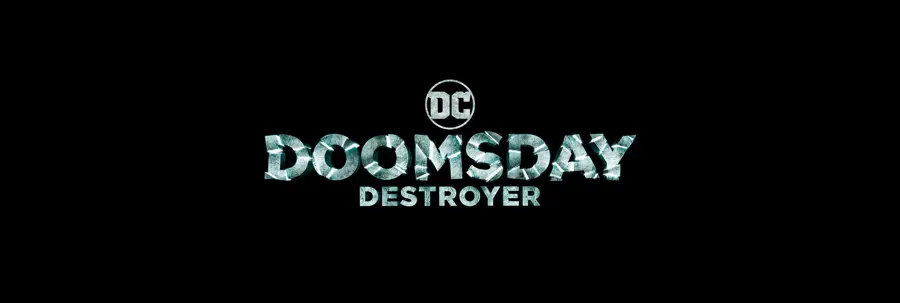 The DC Doomsday Destroyer ride logo on black